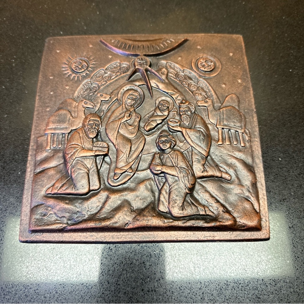 Vintage Resin Nativity Wall Hanging Tile 6” Square